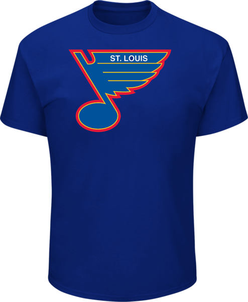 Louis Blues Twill Logo T-shirt By Majestic - St Louis Blues (494x600), Png Download