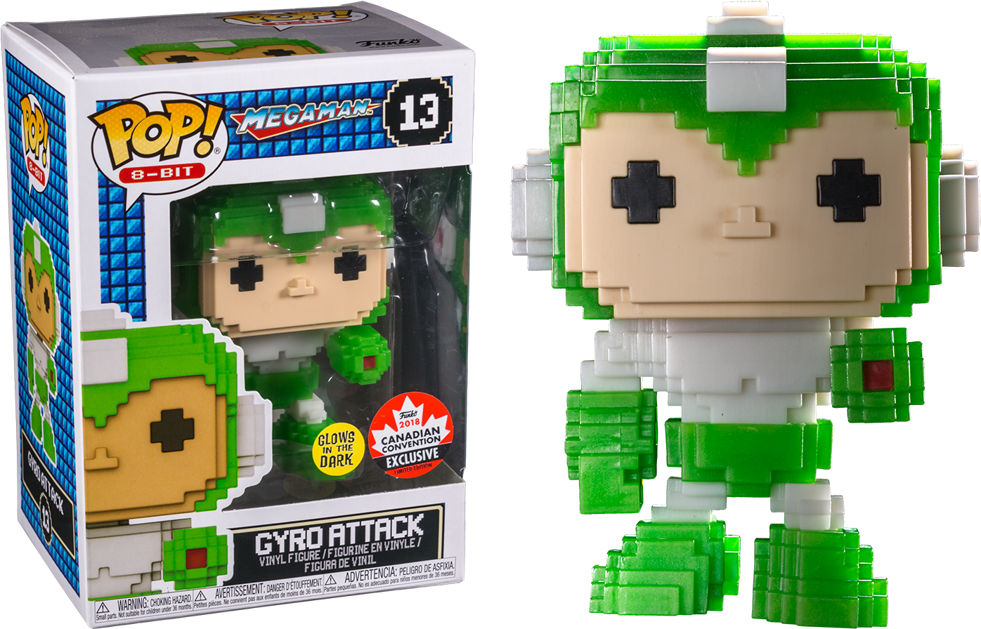 Mega Man Glow In The Dark 8-bit Pop Vinyl Figure (2018 - Funko Pop Games: Mega Man - Mega Man Action Figure (1500x996), Png Download