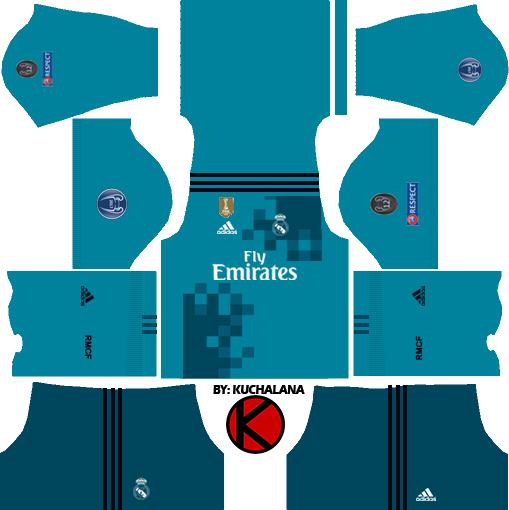 Uefa Champions League Real Madrid Kit - Kit Dream League Soccer 2018 (509x510), Png Download