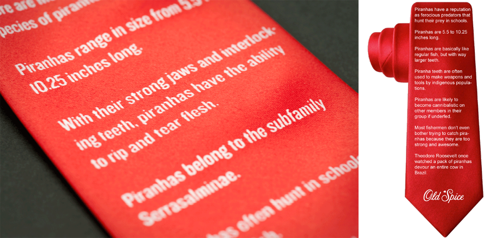 Old Spice- Father's Day 'facts About Piranhas' Necktie - Paper (800x393), Png Download