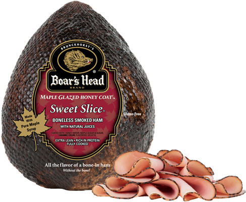 Whole Sweet Sliced Ham - Boars Head Bacon, Fully Cooked - 2.29 Oz (500x410), Png Download