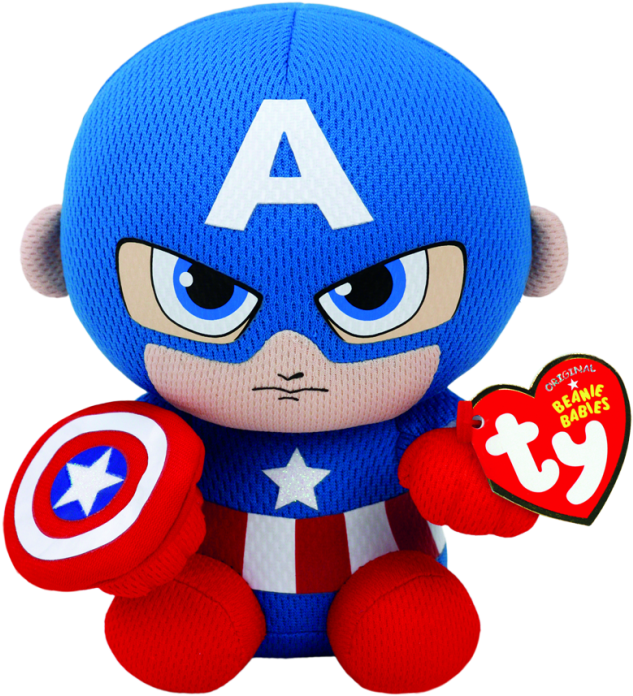 Marvel Captain America Beanie Babies - Captain America Soft Toy (650x701), Png Download