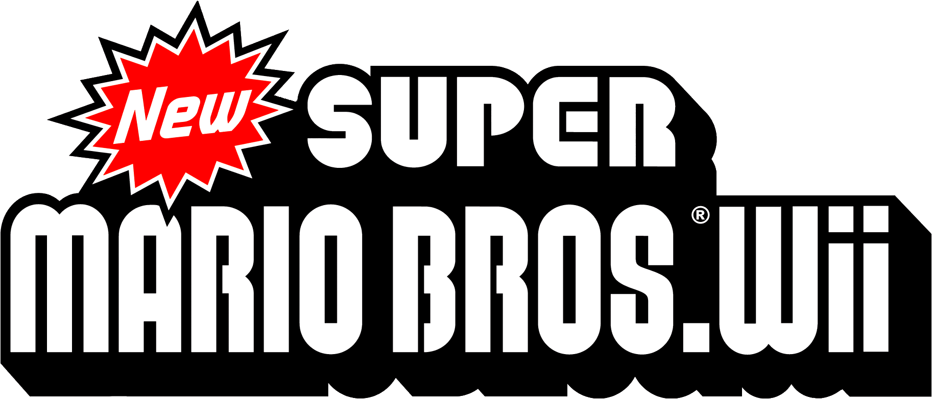 New Super Mario Bros - New Super Mario Bros Wii Logo (1825x782), Png Download