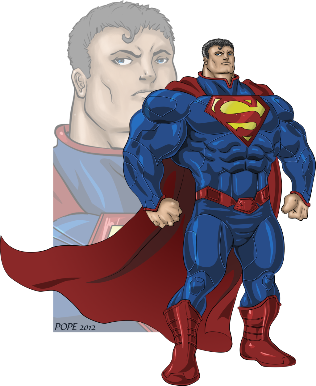 Superman Clipart Muscular Pencil And In Color Superman - Virgin Vs Chad Goku (1024x1249), Png Download