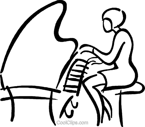 Woman Playing A Piano Royalty Free Vector Clip Art - Woman Playing A Piano Clipart (480x422), Png Download