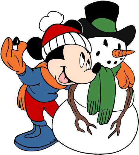 Mouse Clipart Cold - Mickey Mouse Snowman (471x521), Png Download