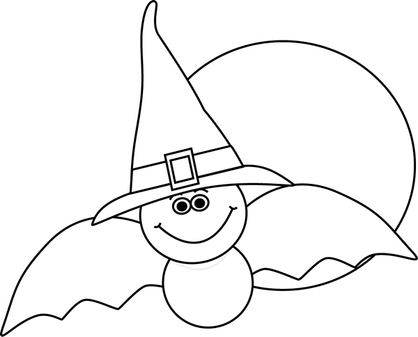 Halloween Clipart Png Black And White - Halloween Black And White Bat (600x484), Png Download