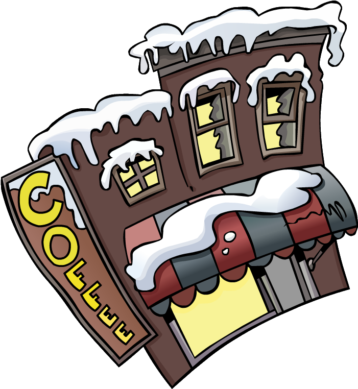 Hot Chocolate Clipart Penguin - Club Penguin Coffee Shop Outside (721x797), Png Download