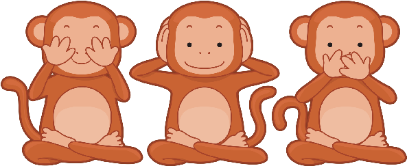 Hear No Evil Clipart - Three Monkeys Cartoon (600x400), Png Download