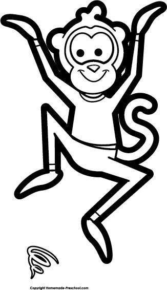 Monkey clipart black and white