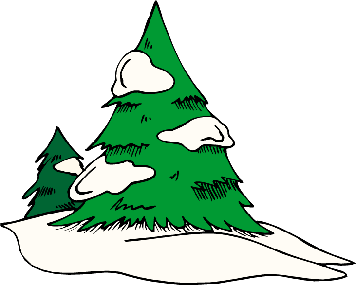 Snowy Pine Trees Clip Art Carney Designs Custom Party - Clip Art (750x598), Png Download