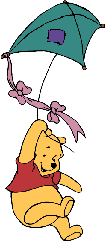 Kite Clipart Disney - Winnie The Pooh Flying A Kite (354x810), Png Download