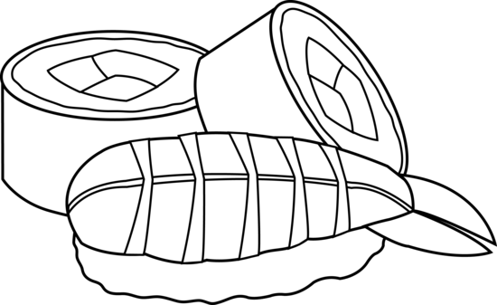Sushi Cliparts - Sushi Black And White (550x337), Png Download