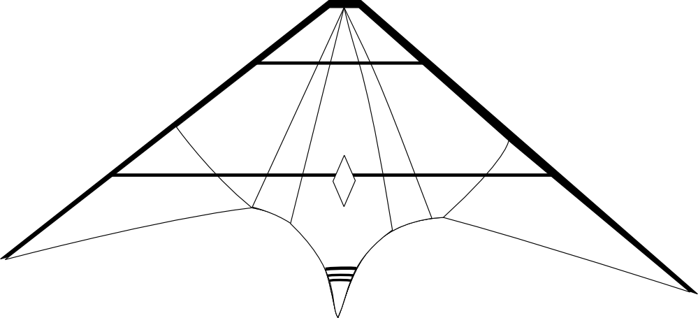 Antontw Kite Black White Line Art 999px 55 - Clip Art (999x455), Png Download