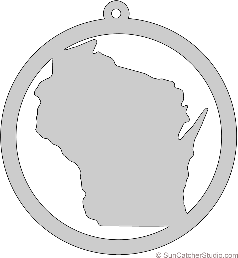 Wisconsin Map Circle Free Scroll Saw Pattern Shape - Pattern (936x1000), Png Download