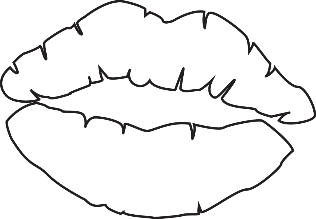 Printable Lips Template Outline - Kiss Lips Coloring Page (640x443), Png Download