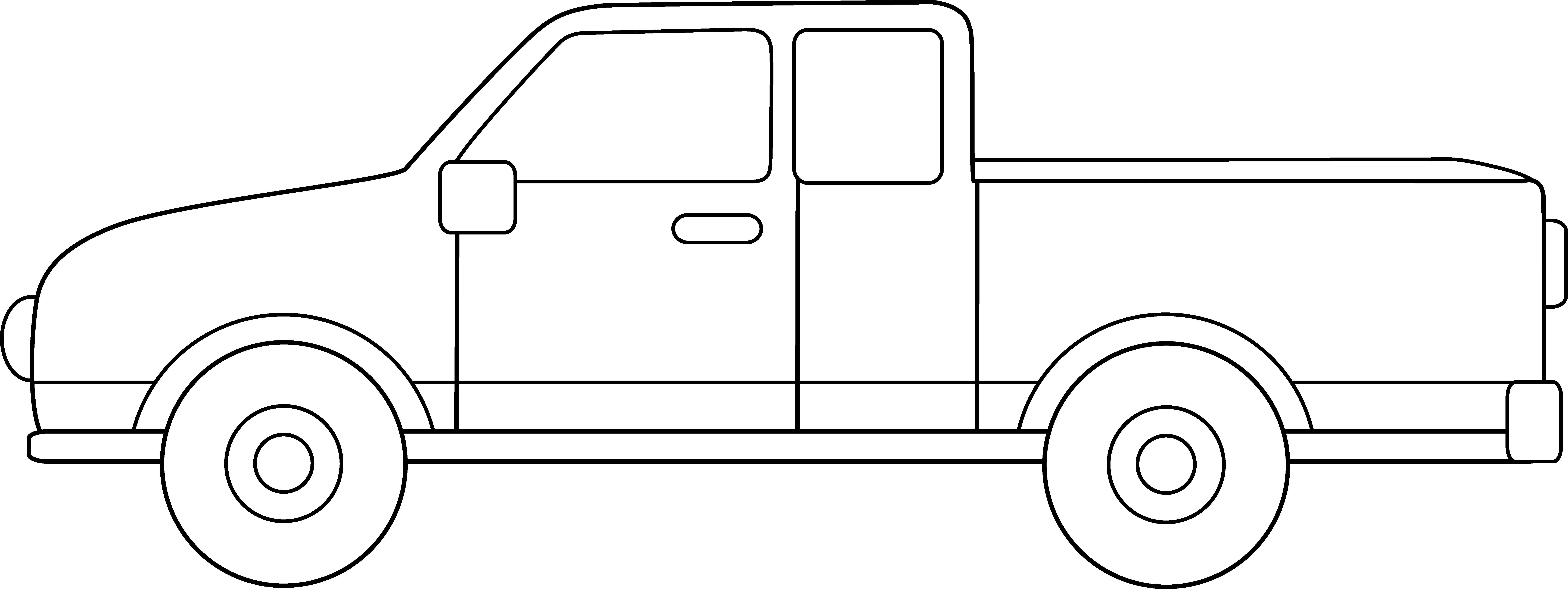 Profile Clipart Pickup Truck - Pickup Truck Clipart Black And White (8904x3346), Png Download