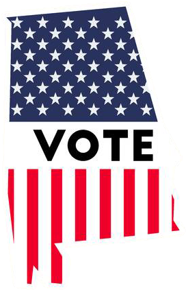 98787049 Usa Presidential Election 2016 Vote Sticker - Alabama State Outline American Flag (450x450), Png Download