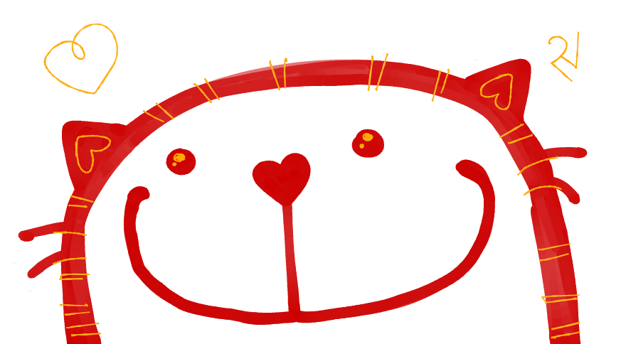 Red Cat Outline - Heart (880x484), Png Download