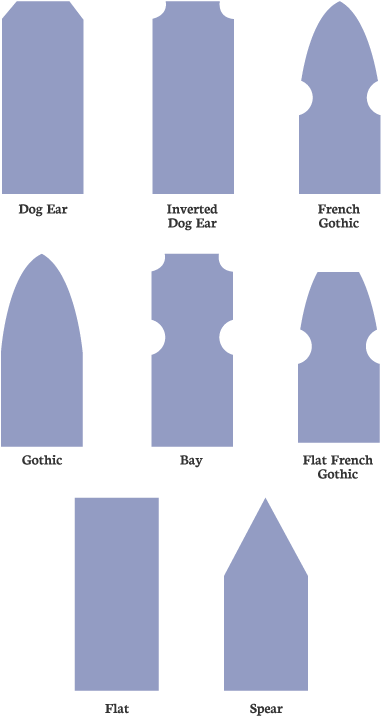 Picket Fence Styles - Fence Picket Styles (425x792), Png Download