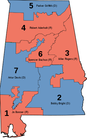 Alabama39s Congressional Districts Wikipedia The Free - Alabama Districts (300x475), Png Download