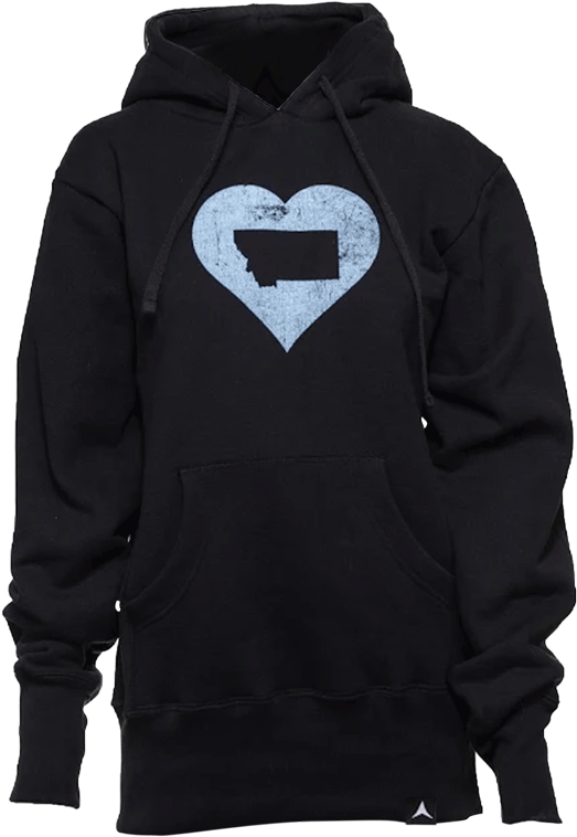 Aspinwall Hyalite Montana Heart Sweatshirt Black - Montana (672x800), Png Download