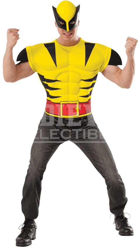 Adult Deluxe Wolverine Costume Top And Mask Set - Wolverine Halloween Costume For Men (850x850), Png Download