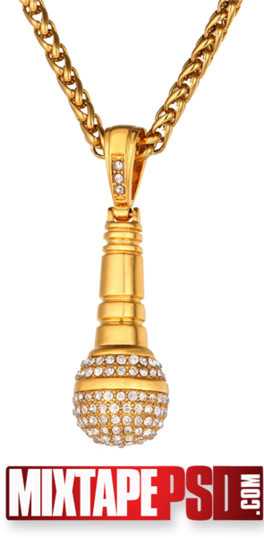 Share This Image - Necklace Microphone Pendant Chain Iced Out Crystal (295x600), Png Download