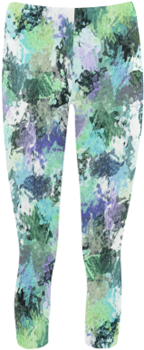 Green Paint Splatter Capri Legging - Leggings (500x500), Png Download