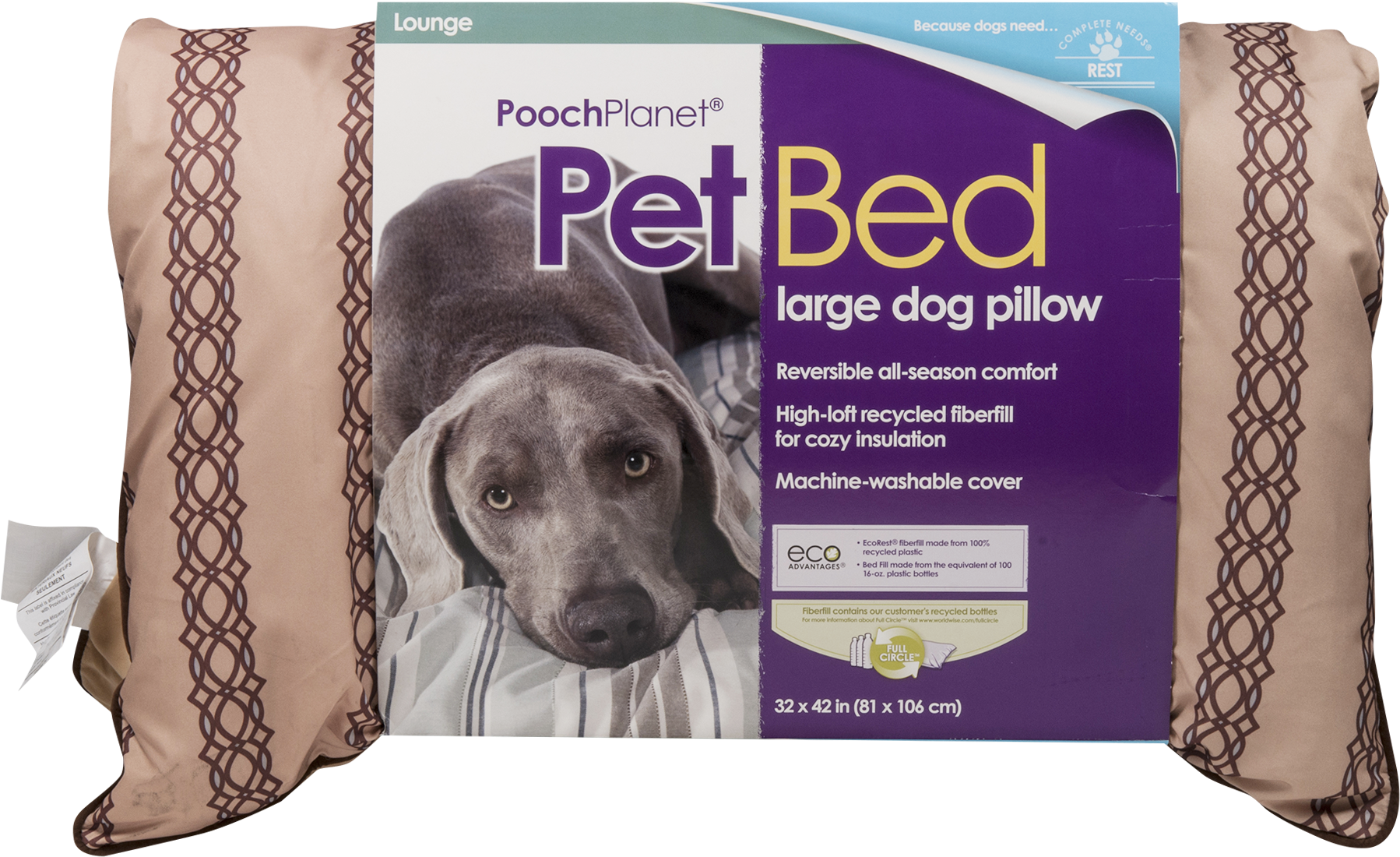 Pooch Planet Pet Bed Large Dog Pillow, 1.0 Ct, Brown (1800x1800), Png Download