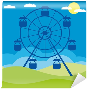 Ferris Wheel Vector Illustration - Ferris Wheel Amusement Park Cartoon (400x400), Png Download