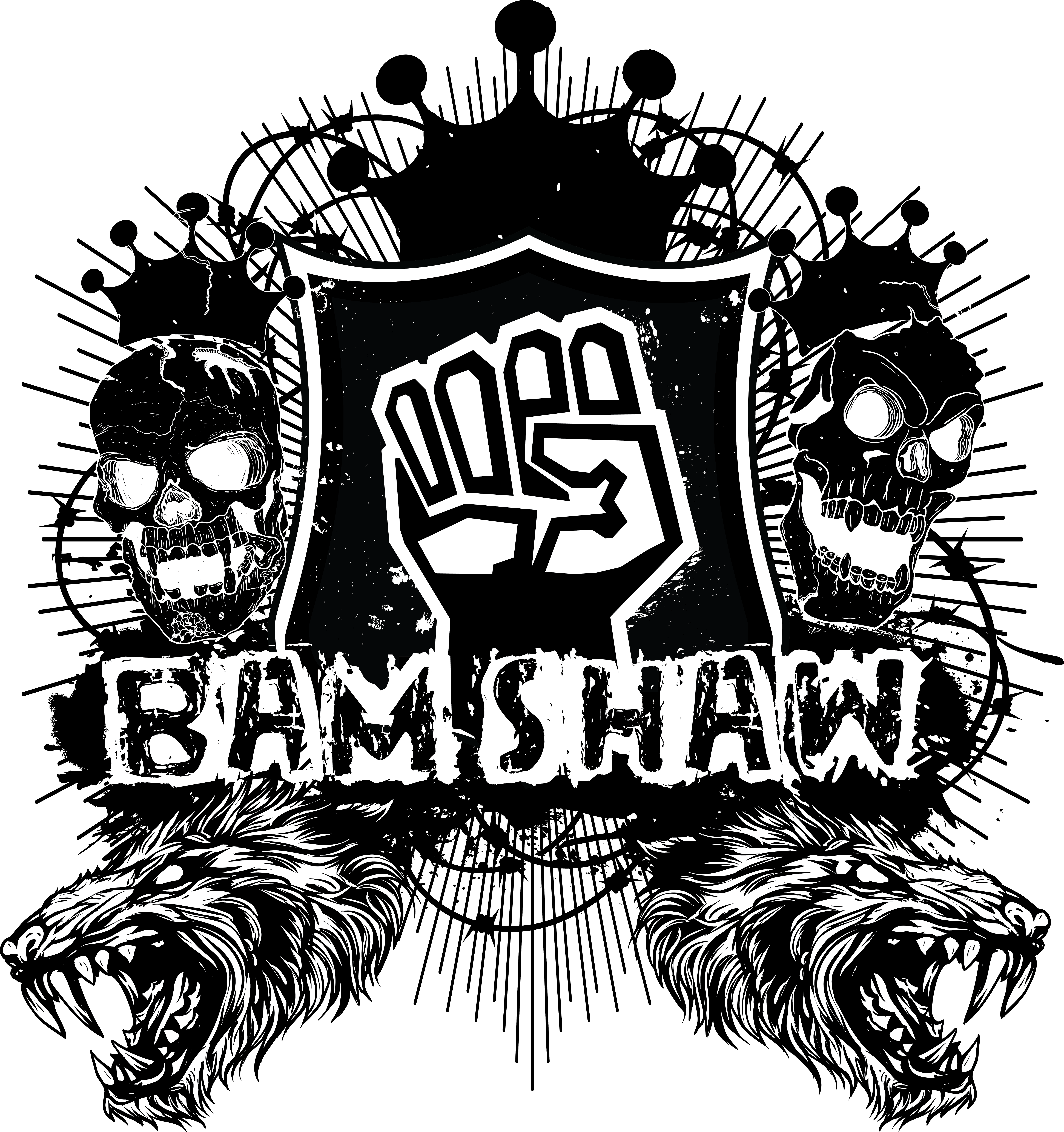 Bam Out Bamshawskullwolf - Skull And Flowers (6013x6399), Png Download