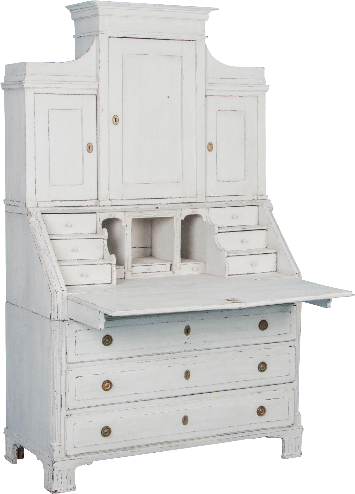 Graceful Swedish Antique Secretary With White Chalk - Dresser (1898x1898), Png Download