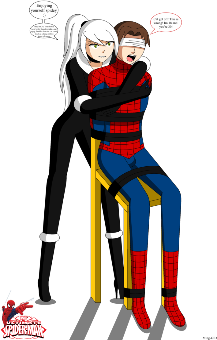 Download Ultimate Spider-man Captured By Black Cat - Spiderman And Black  Cat Fanart PNG Image with No Background 