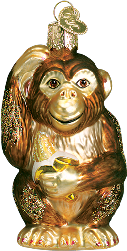 Chimpanzee - Old World Christmas Chimpanzee Glass Ornament (550x550), Png Download