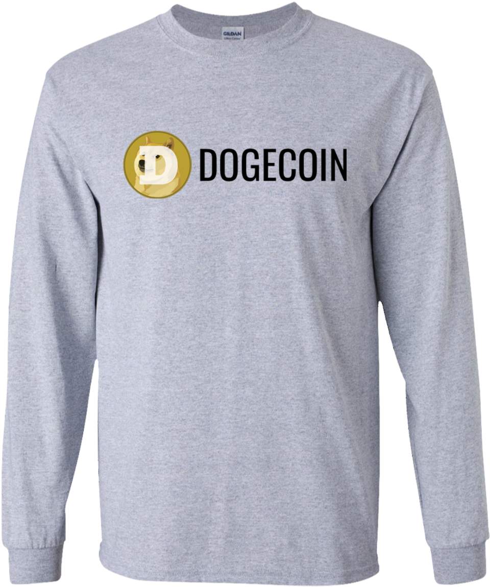 G240 Gildan Ls Ultra Cotton T-shirt / Dogecoin - Long-sleeved T-shirt (1155x1155), Png Download