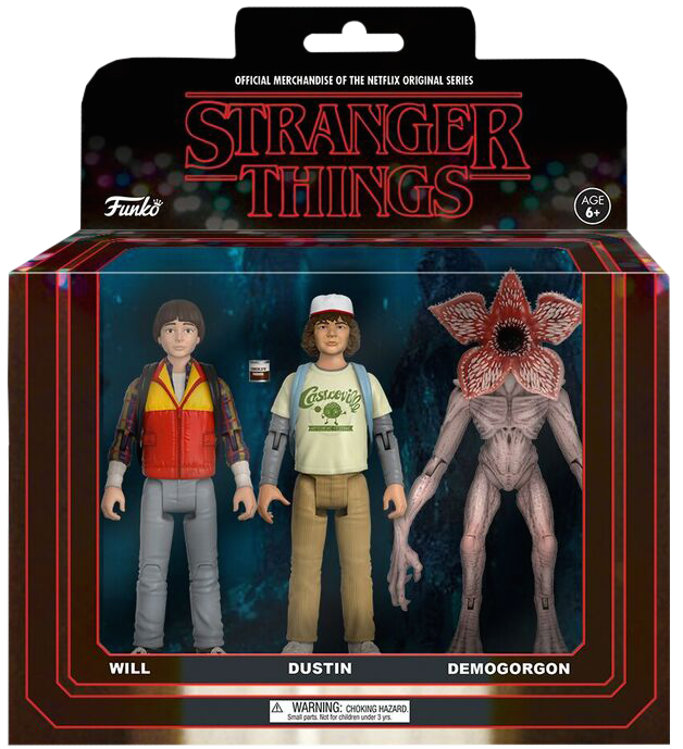 Will, Dustin And Demogorgon 3-pack Action Figure Set (600x600), Png Download
