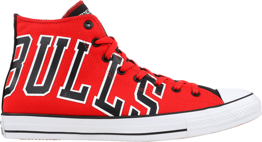 Chuck Taylor All Star 'chicago Bulls' - Chicago Bulls Converse Red High Top Sneakers (849x461), Png Download