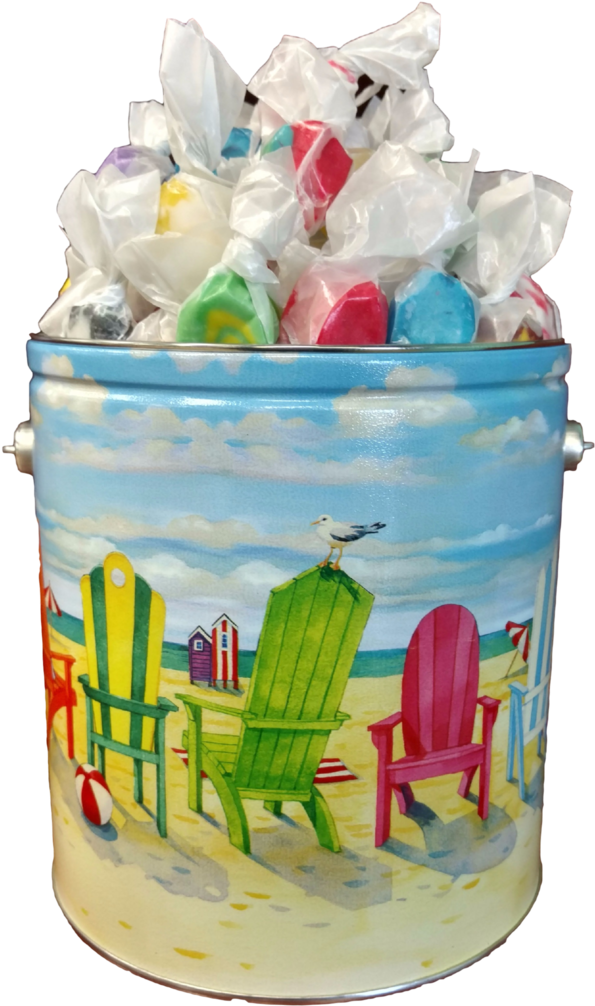 Salt Water Taffy Beach Theme Pail - Art.com Brighton Chairs Framed Art Print (617x1024), Png Download