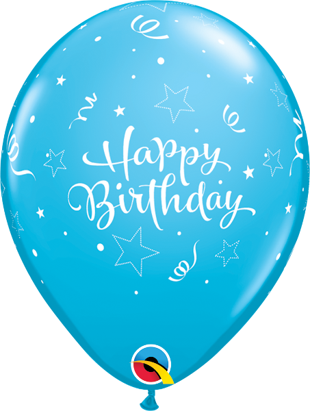 11" Birthday Shining Star Round Latex Balloons - Birthday Balloon Light Blue (453x600), Png Download