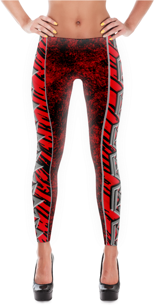 Black/red Grafitti With Side Logo Leggings - Red Flame Leggings (1000x1000), Png Download