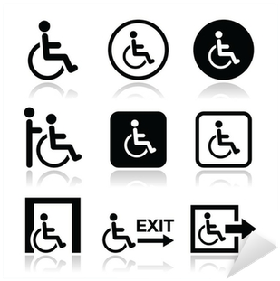 Man On Wheelchair, Disabled, Emergency Exit Icon Sticker - Disability Symbol (400x400), Png Download