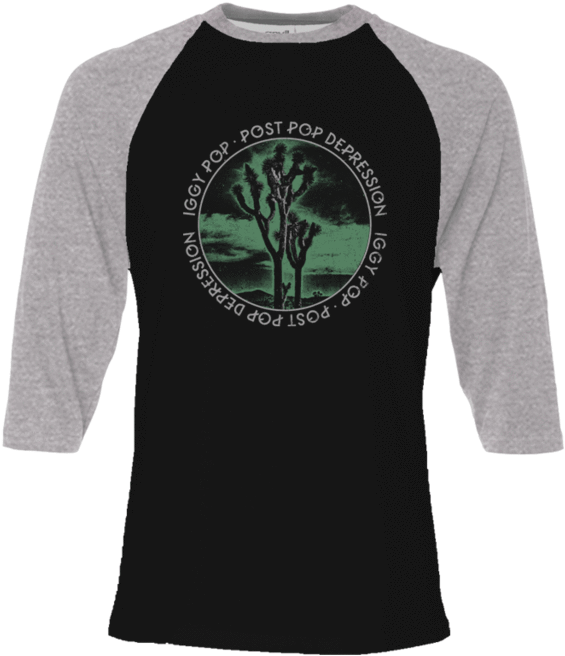 Joshua Tree 3/4 Sleeve Baseball Tee - Tričko Pánské/iggy Pop Ppd Joshua Tree/černé/velikost (1024x1024), Png Download