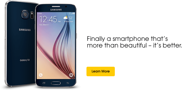 Samsung Galaxy S6 S 6 Cricket Wireless Cell Phone Plan - Samsung Galaxy S6, G920p Black Sapphire 64gb - Sprint (1024x420), Png Download
