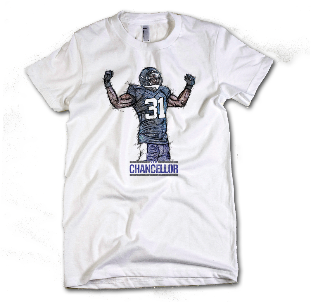 Kam Chancellor Blue - T-shirt (1141x1141), Png Download