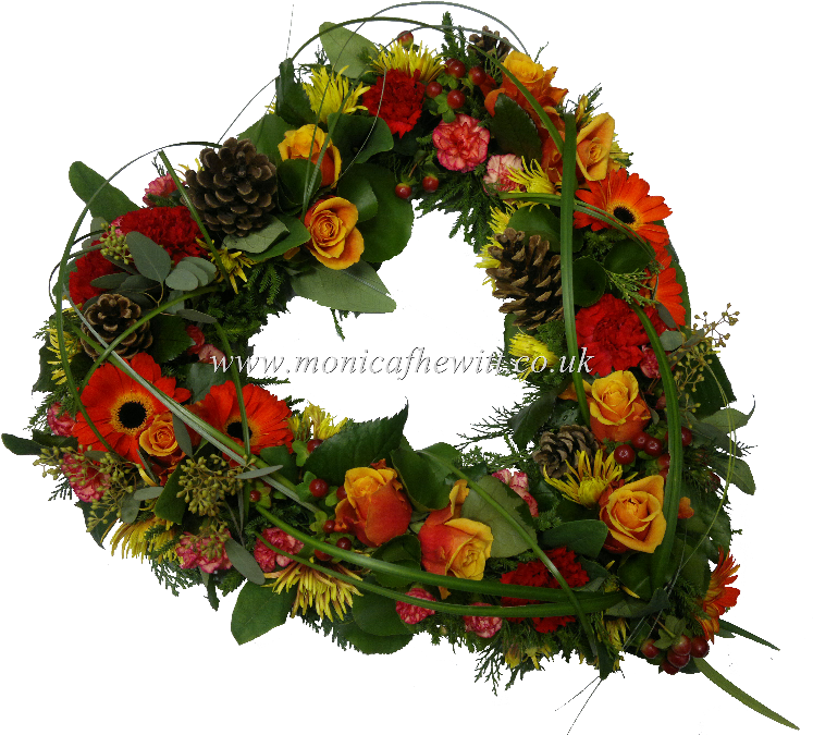 Autumn Pine Open Heart - Funeral Flowers Autumn (757x686), Png Download