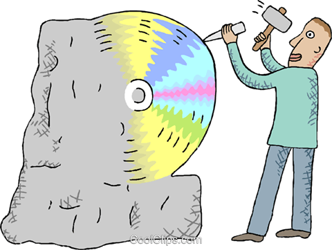 Man Carving A Cd Disk From A Stone Block Royalty Free (480x361), Png Download