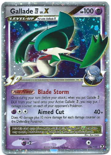 Gallade 4 Lv X Pokemon Card Platinum Rising Rivals (500x500), Png Download