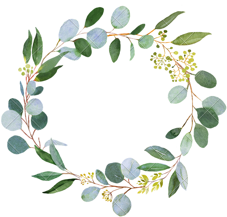 Green Wreath Png Picture Black And White - Greenery Wreath Watercolor (800x800), Png Download