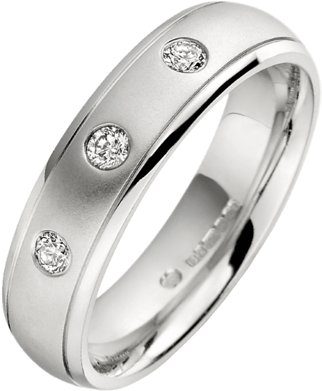 Man Wedding Ring - Mens Wedding Ring With 3 Diamonds (560x560), Png Download